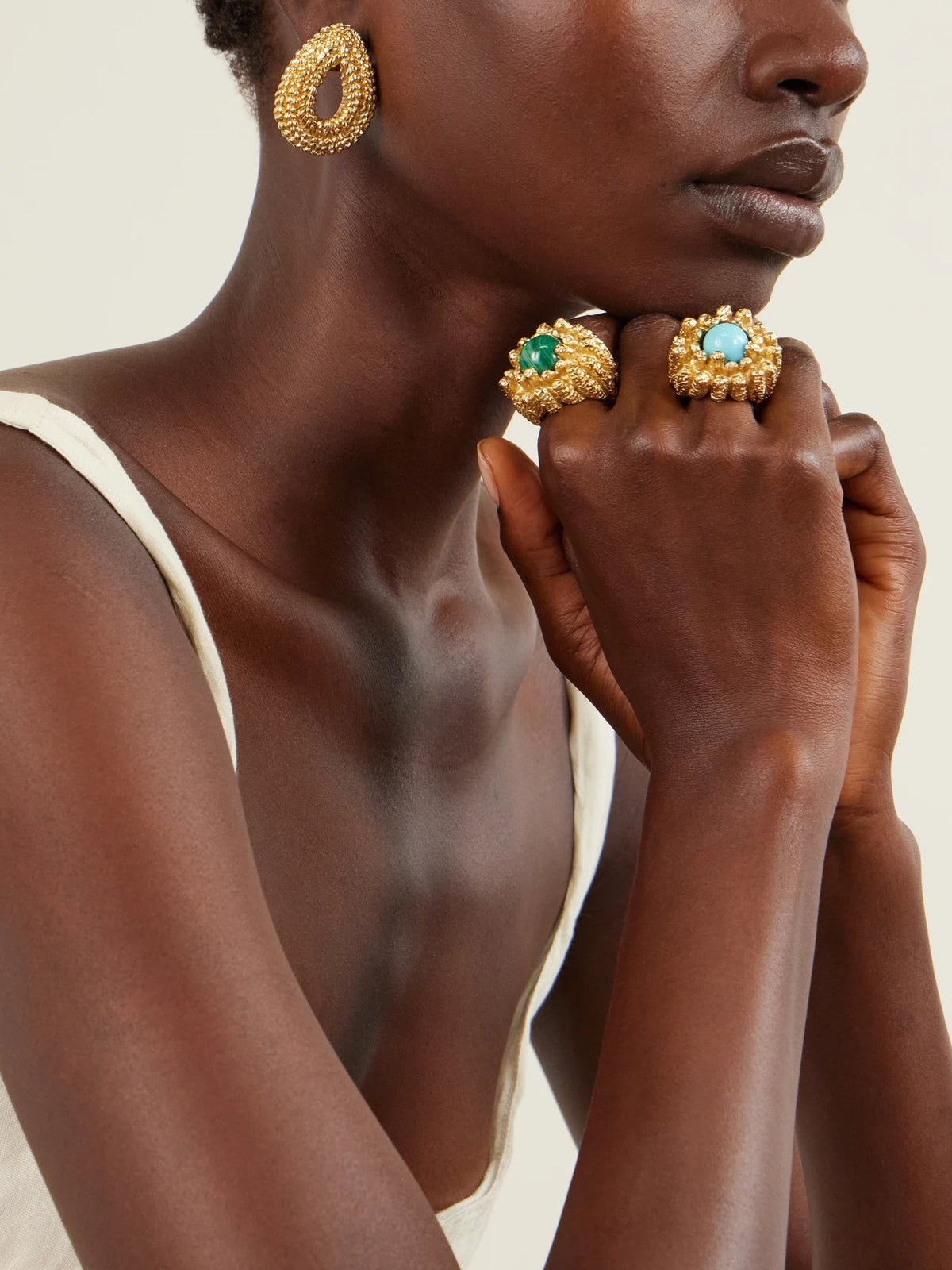 Image of Rings. Product name - Lia Gold-plated Resin Ring in Multi colour by brand - Paola Sighinolfi