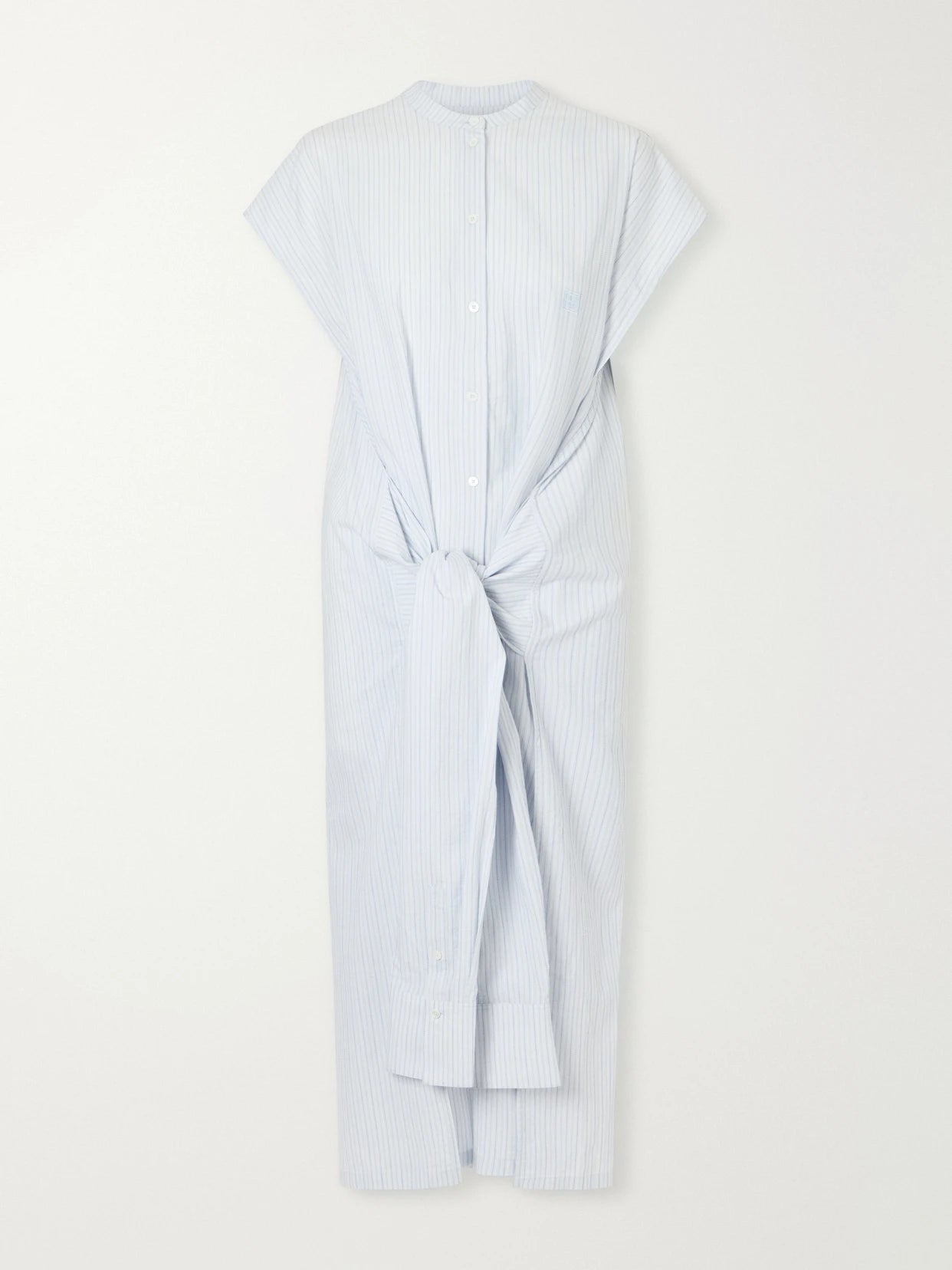 Image of Dresses. Product name - Twist-front Striped Cotton-poplin Maxi Shirt Dress in Light blue colour by brand - TOTEME