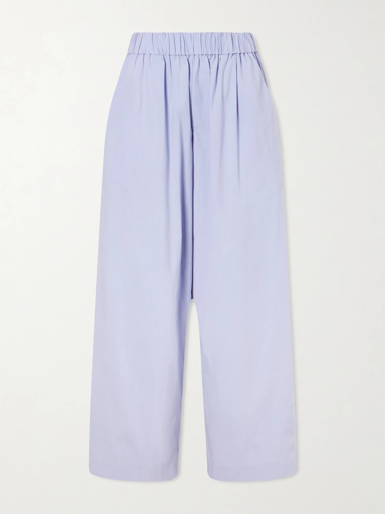 Image of a model wearing Pants. Product name - Everyday Cotton-blend Poplin Wide-leg Pants in Light blue colour by brand - ST. AGNI