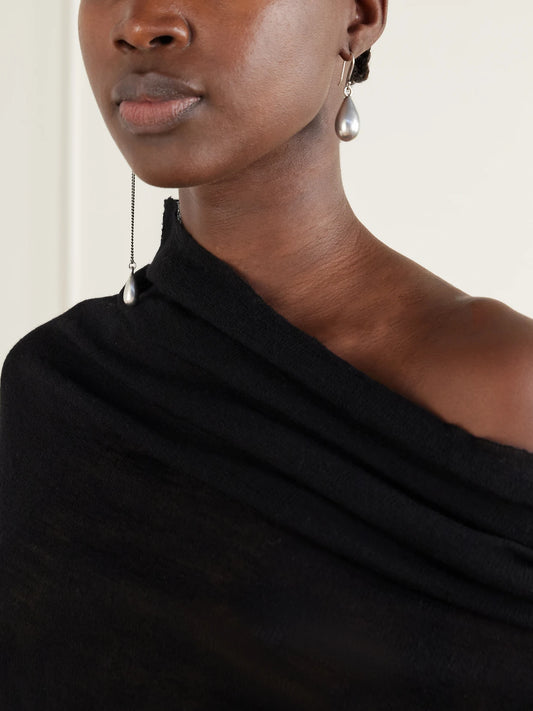 Image of Earrings. Product name - Judith Chain-embellished Silver Drop Earrings in Multi colour by brand - Ann Demeulemeester