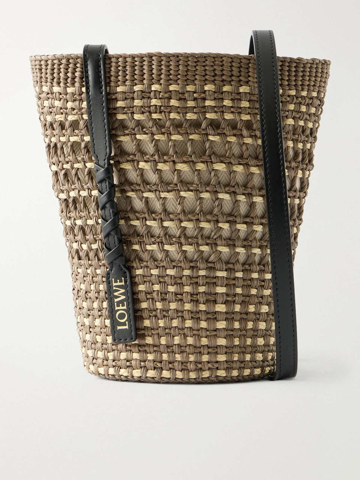 + Paula's Ibiza Braid Leather-trimmed Raffia Shoulder Bag