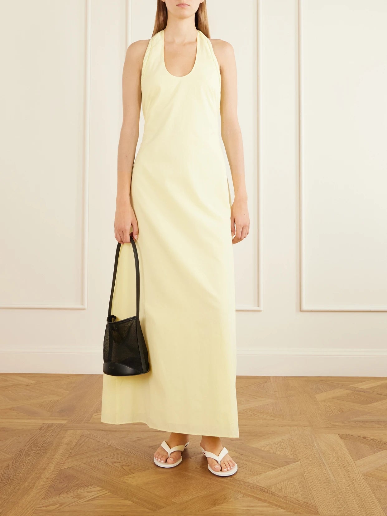 Image of Dresses. Product name - Rochelle Knotted Cotton Maxi Dress in Pastel yellow colour by brand - SIR.