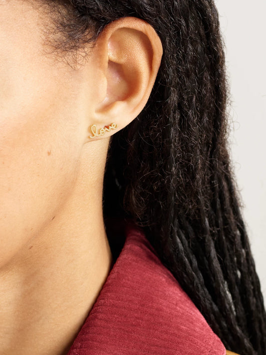 Image of Earrings. Product name - Tiny Pure Love 14-karat Gold Earrings in Multi colour by brand - Sydney Evan