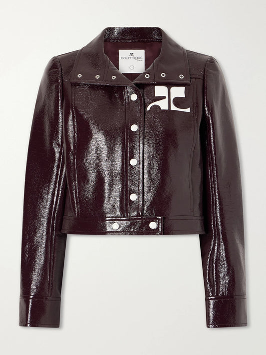 Image of Coats & Jackets. Product name - Reedition Coated Cotton-blend Jacket in Merlot colour by brand - COURREGES