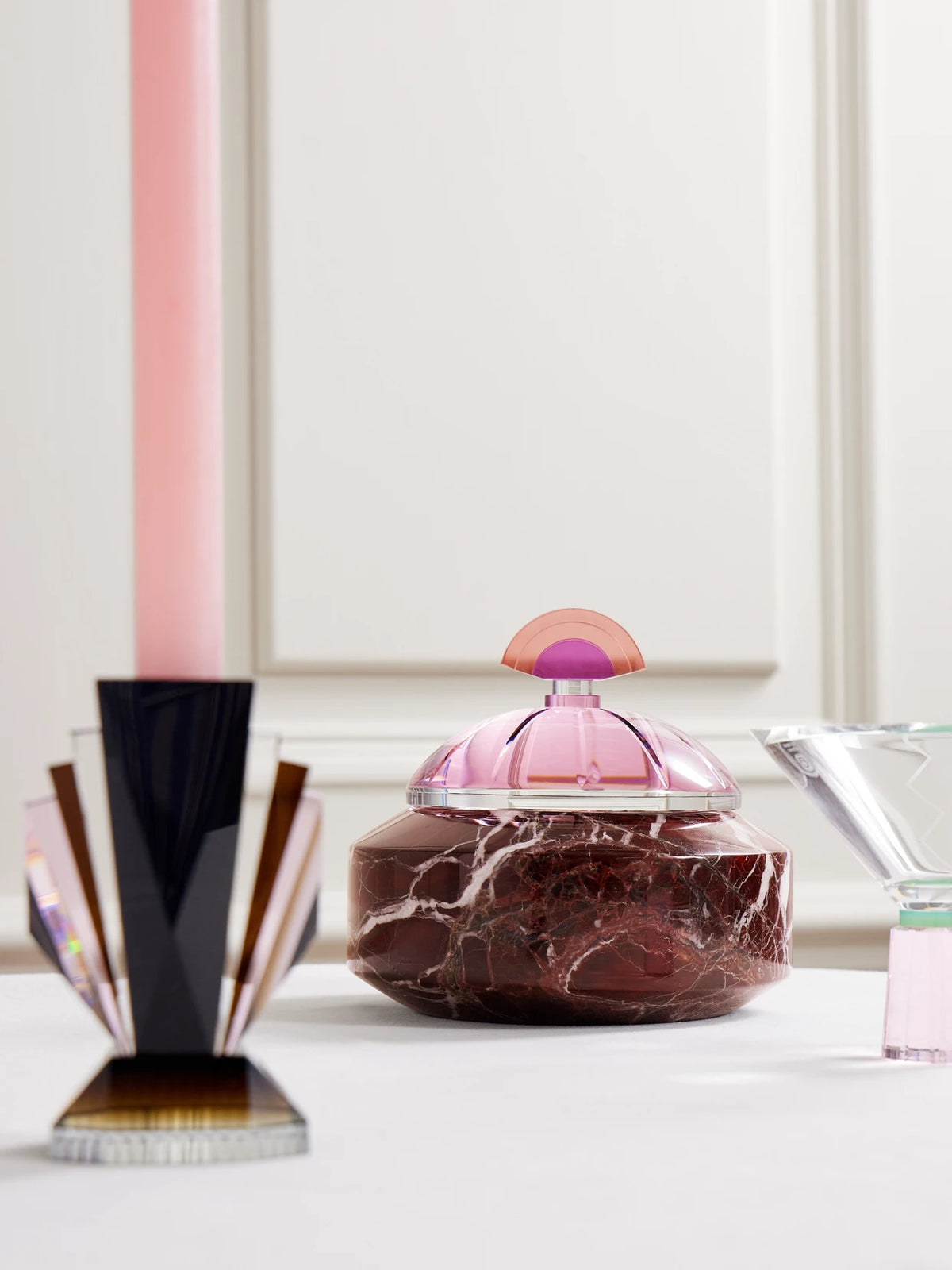 Image of Decor. Product name - Cherry Marble And Crystal Bonbonniere in Purple colour by brand - Reflections Copenhagen