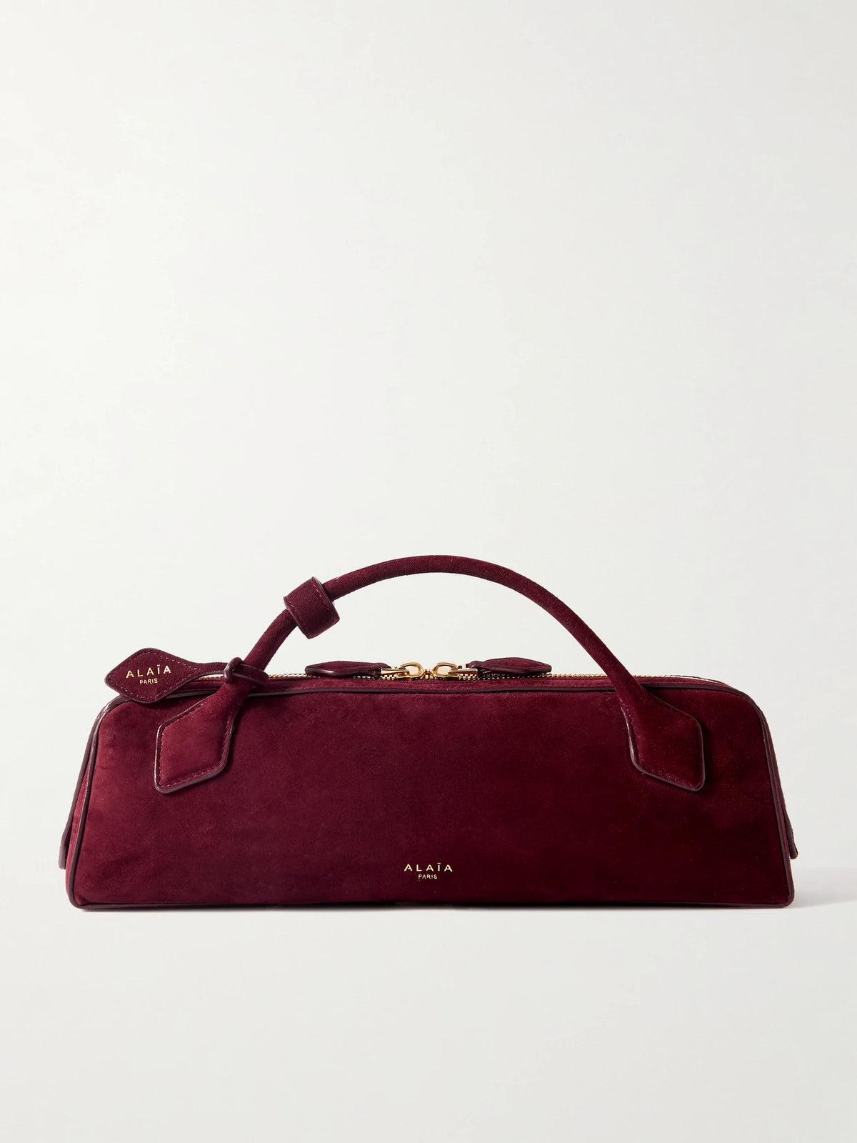 Le Teckel Leather-trimmed Suede Clutch
