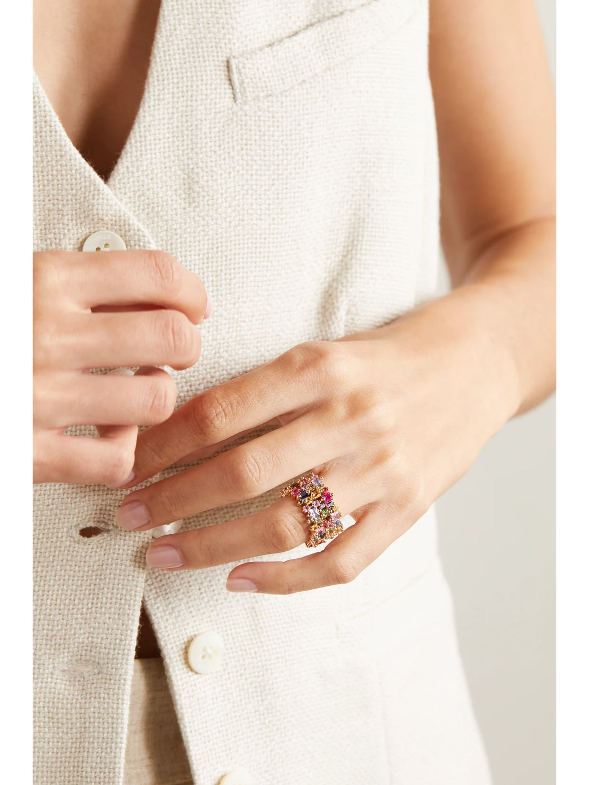 Image of Rings. Product name - 18-karat Rose Gold Sapphire Ring in Multi colour by brand - Suzanne Kalan