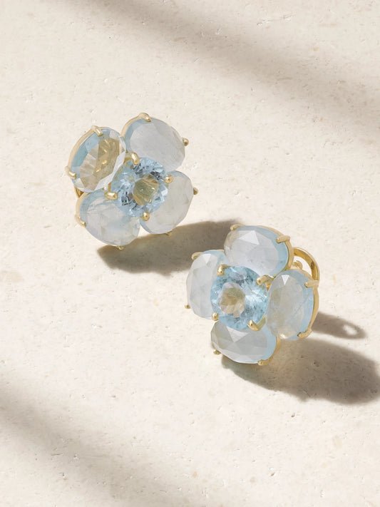 Classic 18-karat Gold Aquamarine Earrings