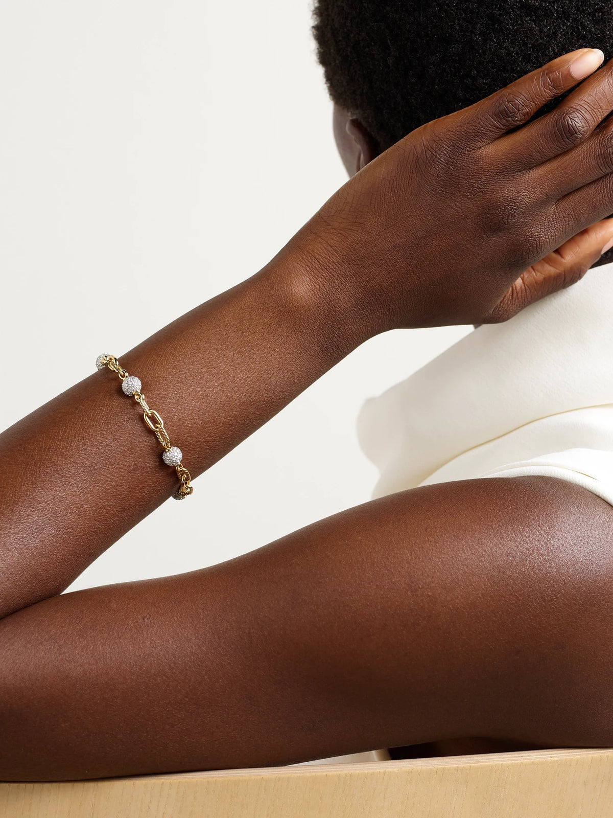 Image of Bracelets. Product name - Dy Madison Rhodium-plated 18-karat Gold Diamond Bracelet in Multi colour by brand - David Yurman