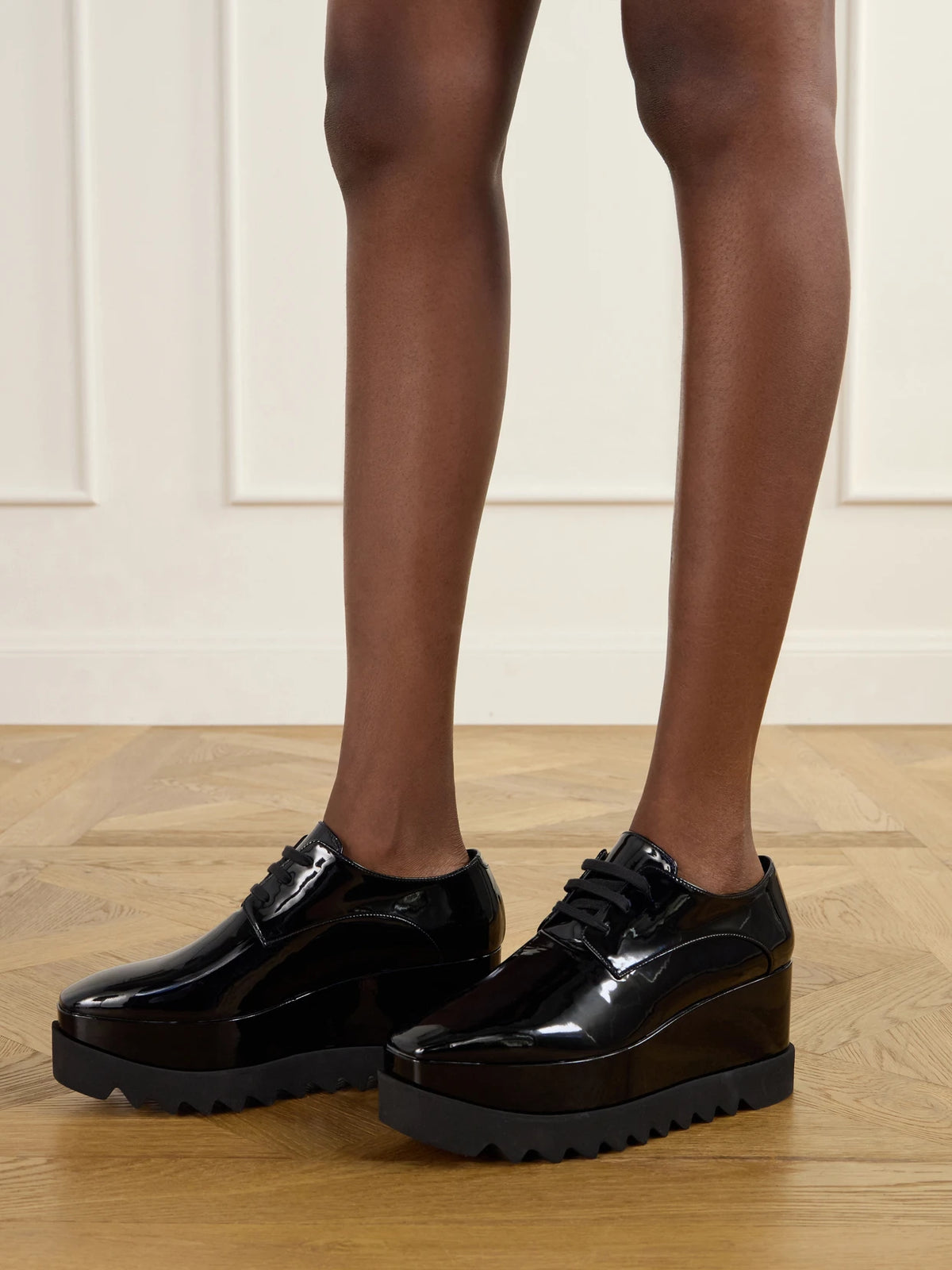 Elyse Vegetarian Patent-leather Platform Brogues