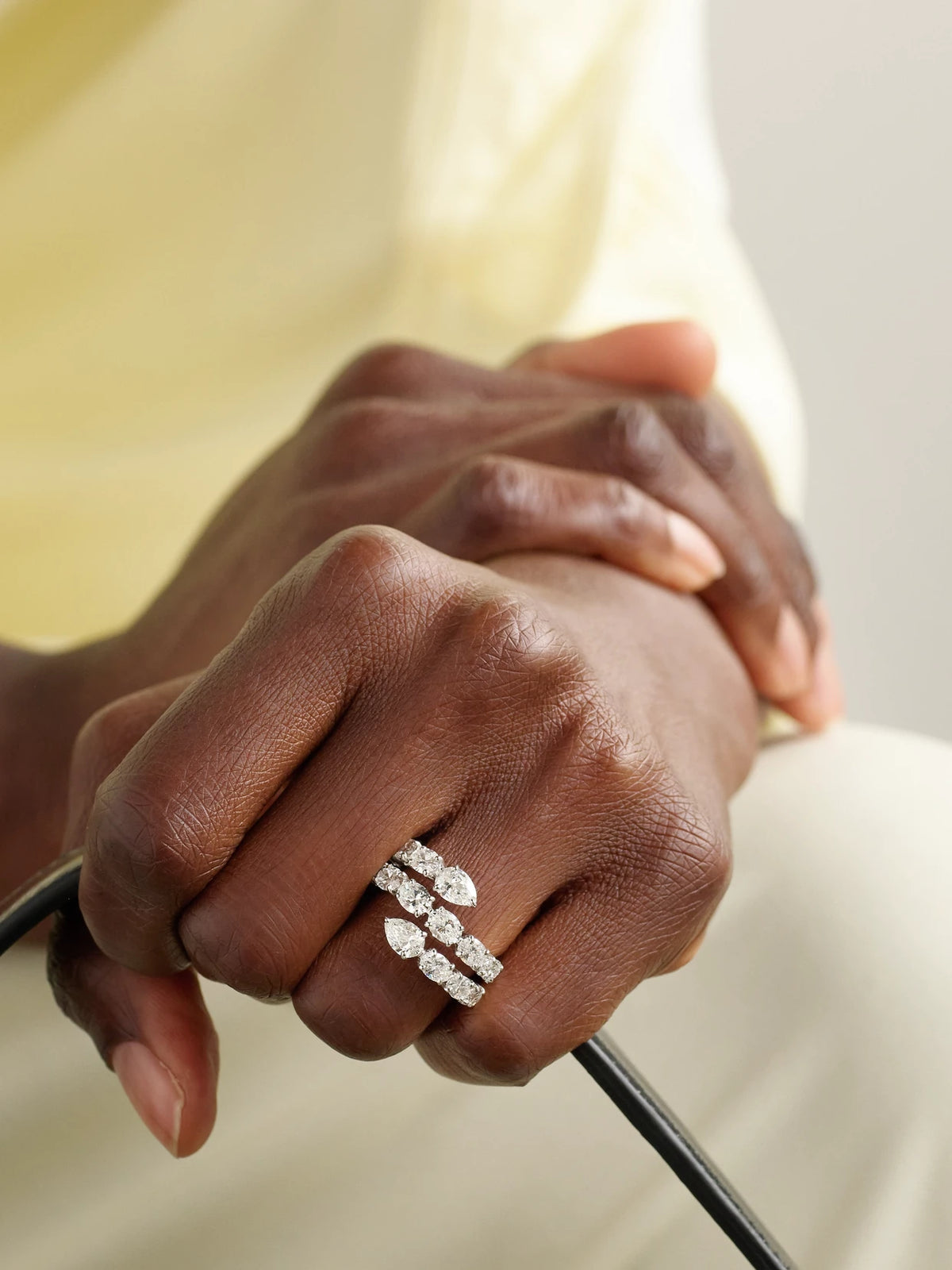 Image of Rings. Product name - 18-karat White Gold Diamond Ring in Multi colour by brand - Kamyen