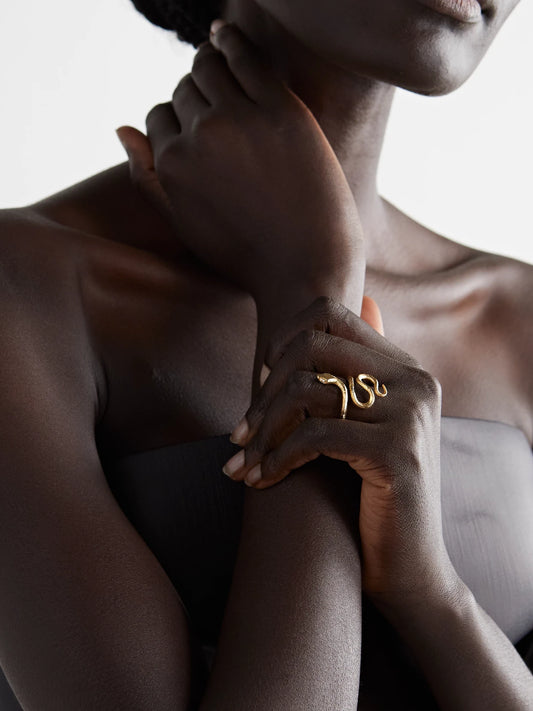 Image of Rings. Product name - Snake Medium 18-karat Gold Diamond Ring in 5 1/2 colour by brand - OLE LYNGGAARD COPENHAGEN