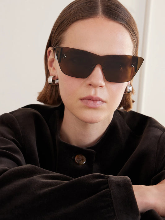 Image of Sunglasses. Product name - D-shape Acetate Sunglasses in Brown colour by brand - CELINE Eyewear