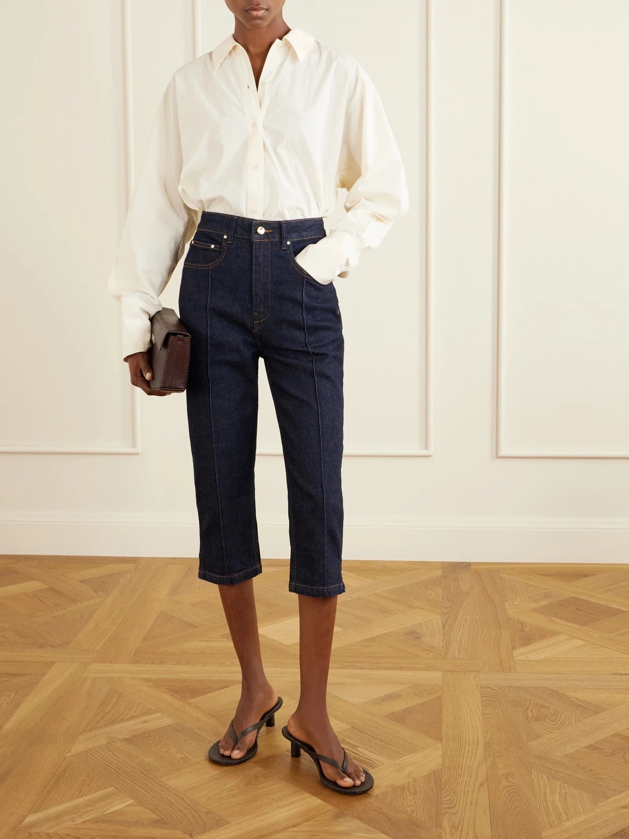 Image of a model wearing Tops. Product name - Ridge Cotton Shirt in Beige colour by brand - OSSOU
