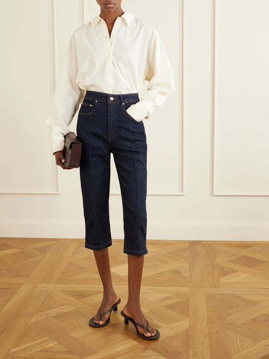 Image of a model wearing Tops. Product name - Ridge Cotton Shirt in Beige colour by brand - OSSOU