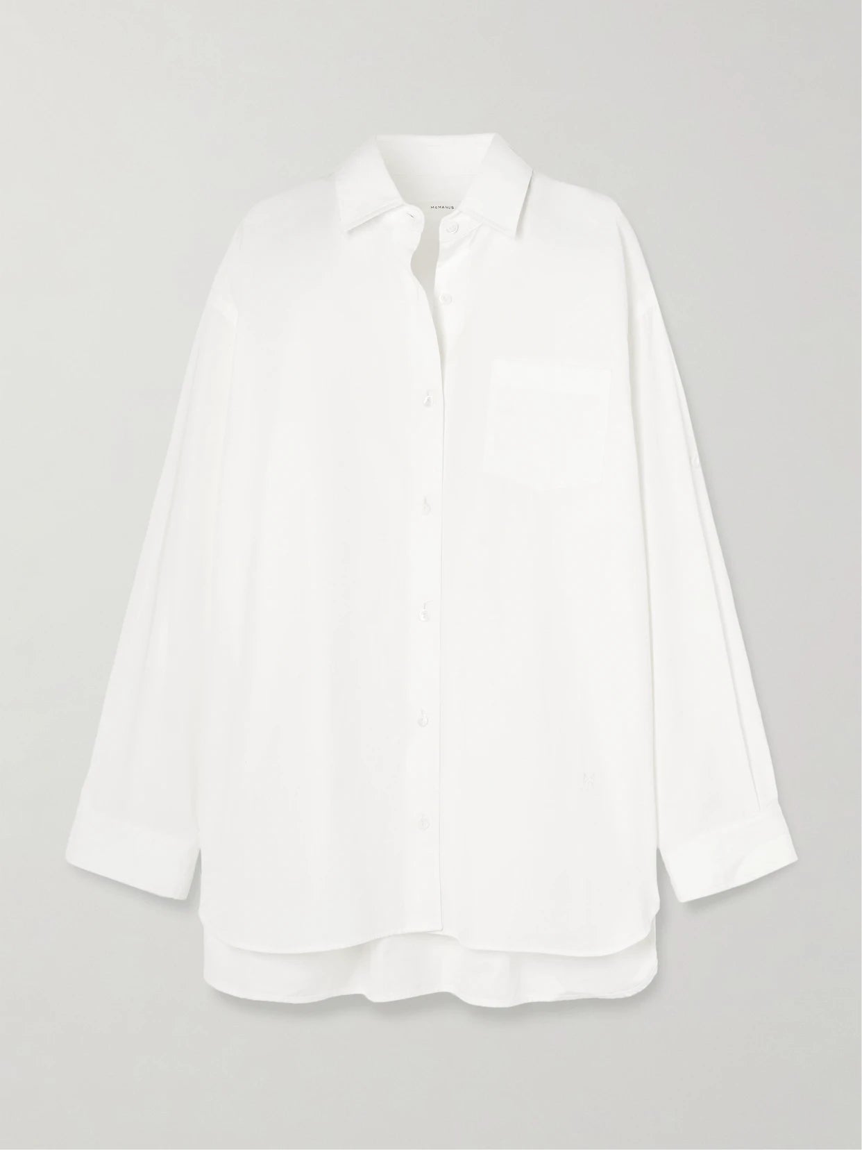 Image of a model wearing Tops. Product name - + Maria Mcmanus Oversized Organic Cotton-poplin Shirt in White colour by brand - AGOLDE