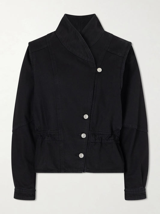 Image of Coats & Jackets. Product name - Dolie Denim Jacket in Black colour by brand - ISABEL MARANT