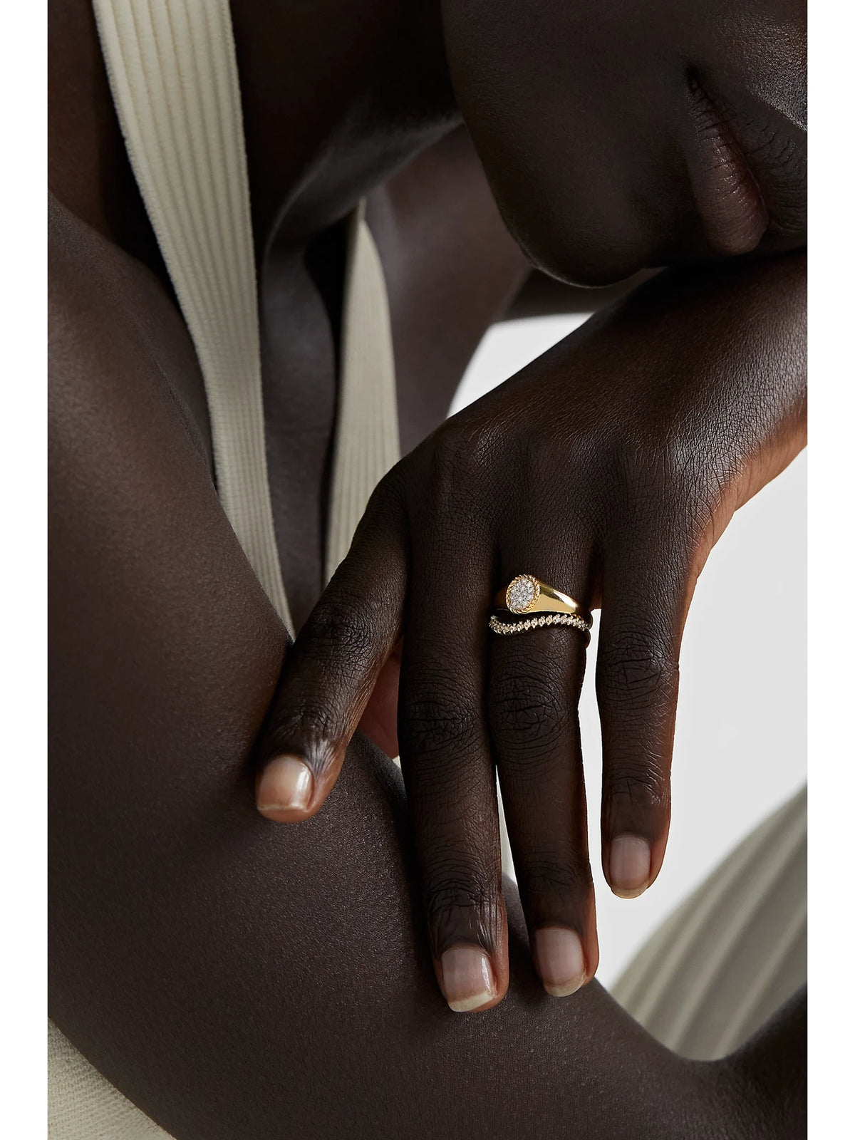 Image of Rings. Product name - 9-karat Gold Diamond Signet Ring Set in Multi colour by brand - Yvonne Léon