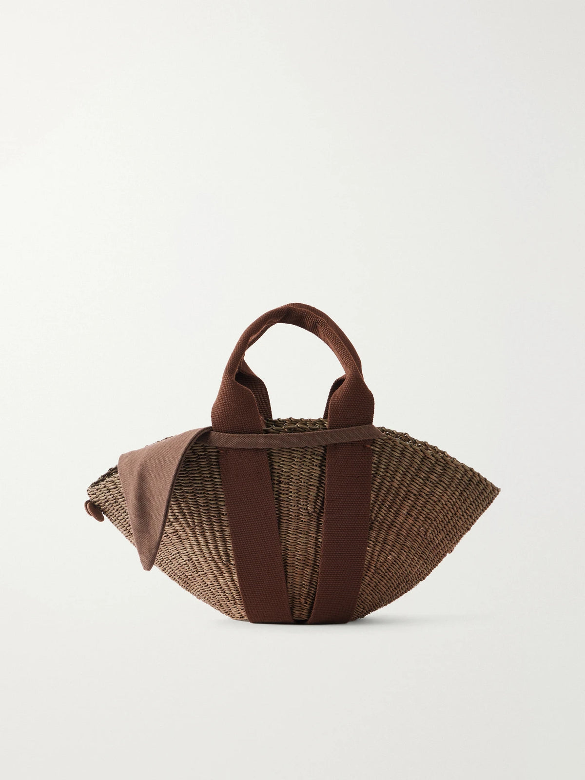 MUUÑ Sophie Mini Cotton-trimmed Raffia Tote