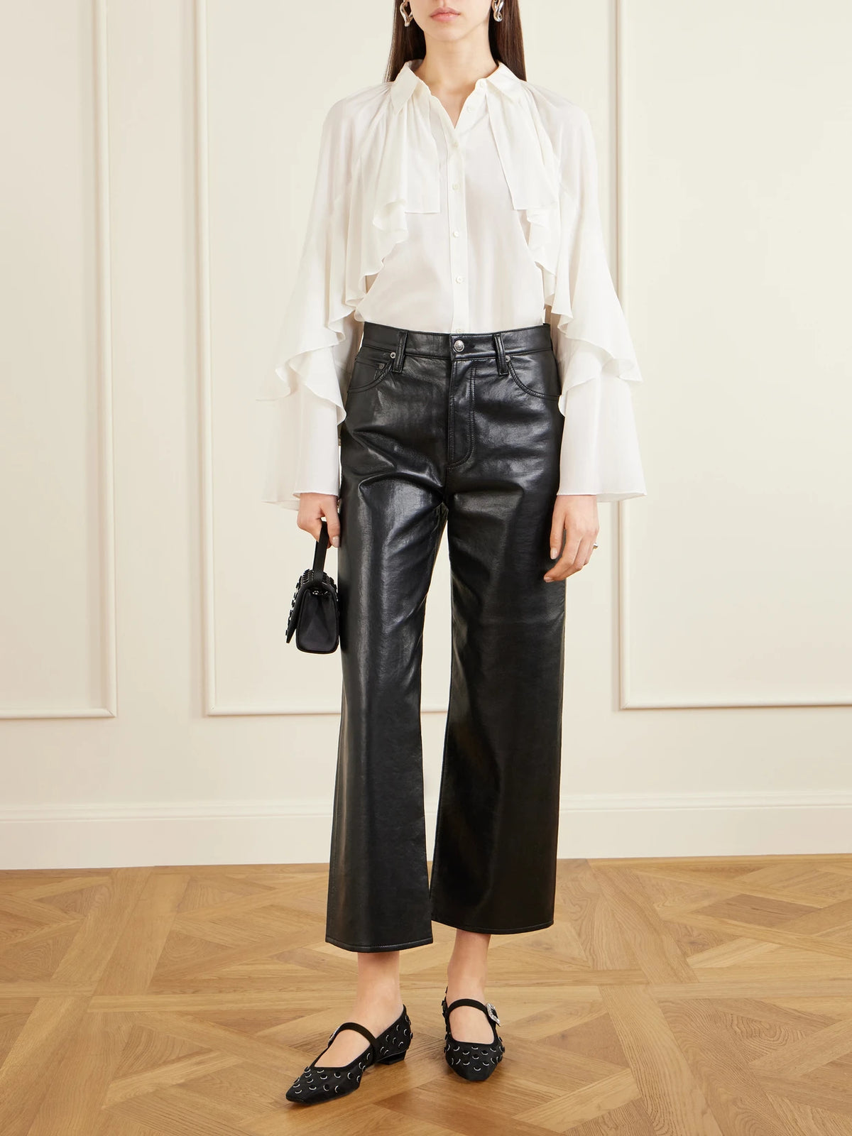 Image of Bags. Product name - Pilgrim Buckle-embellished Satin Clutch in Black colour by brand - Roger Vivier