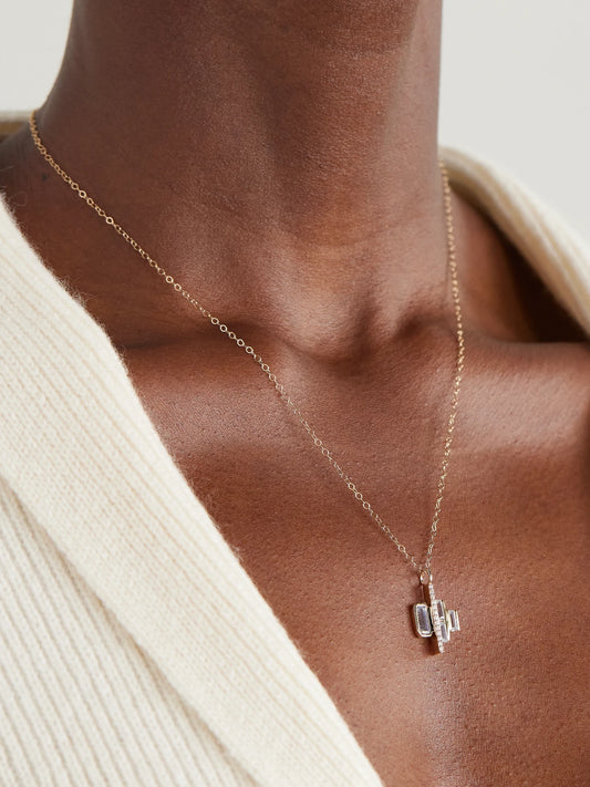 Image of Necklaces. Product name - Cityscape Triple 14-karat Recycled Gold, Aquamarine And Diamond Necklace in Multi colour by brand - Melissa Joy Manning
