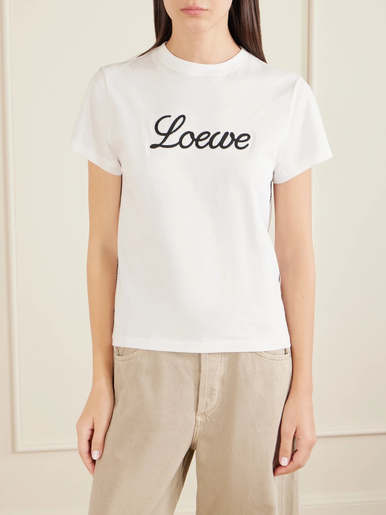 Embroidered Cotton-jersey T-shirt