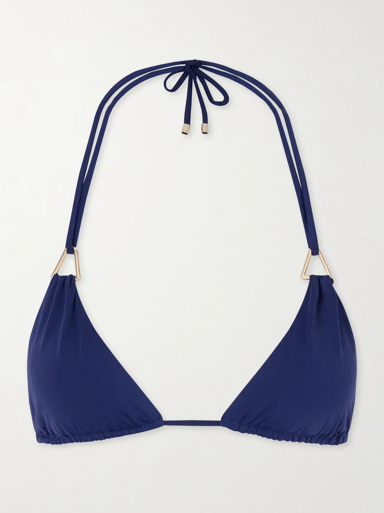 Image of Swimwear. Product name - Gili Embellished Triangle Bikini Top in Blue colour by brand - Away That Day