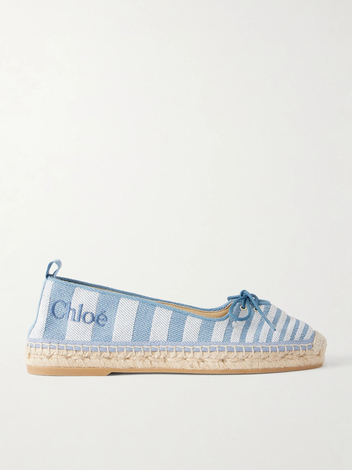 Leather-trimmed Striped Canvas Espadrilles