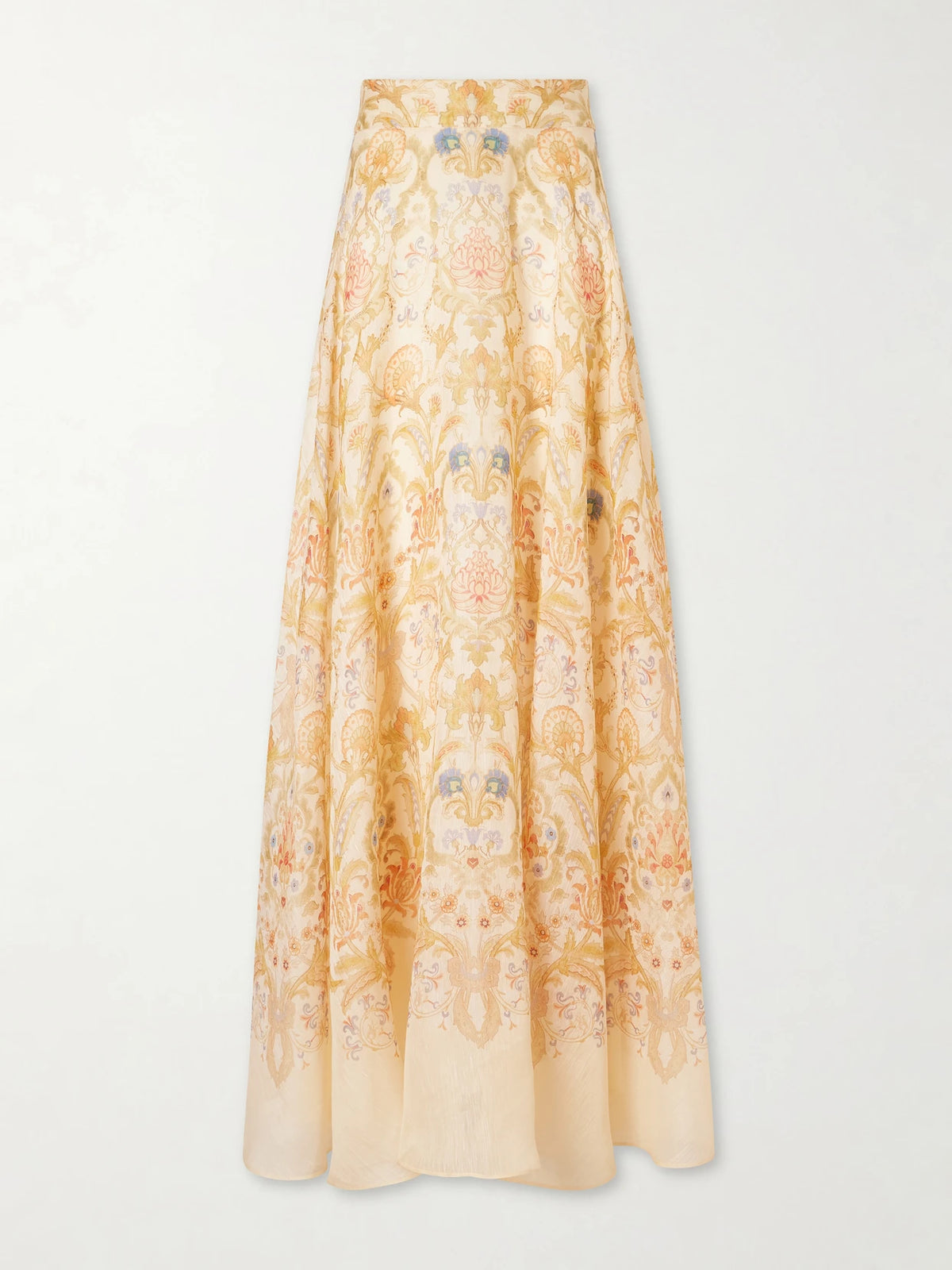 Zimmermann Valiant Circle Linen And Silk-blend Midi Skirt