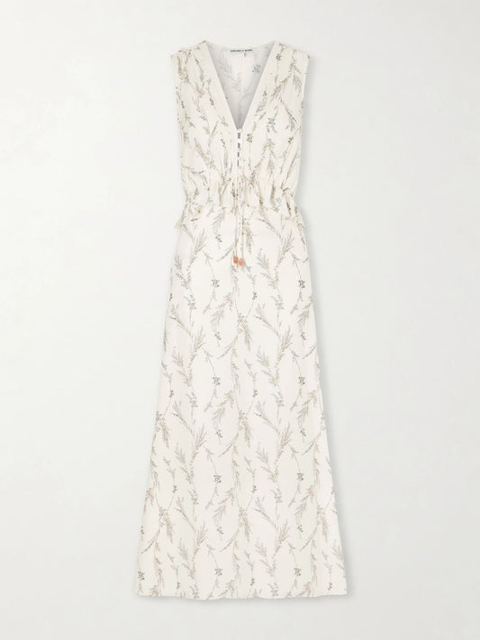 Image of Dresses. Product name - Dominik Floral-print Cotton And Silk-blend Maxi Dress in Ecru colour by brand - Veronica Beard