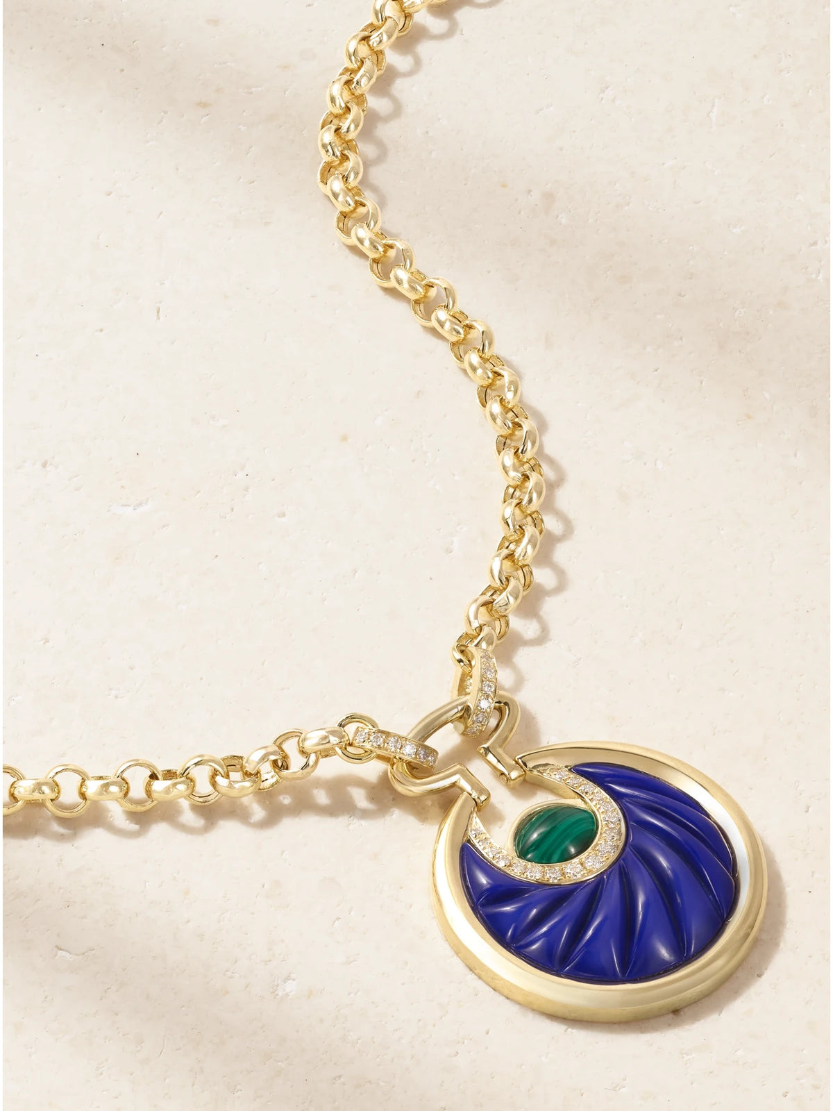 Circus Moon Big 18-karat Gold Multi-stone Necklace