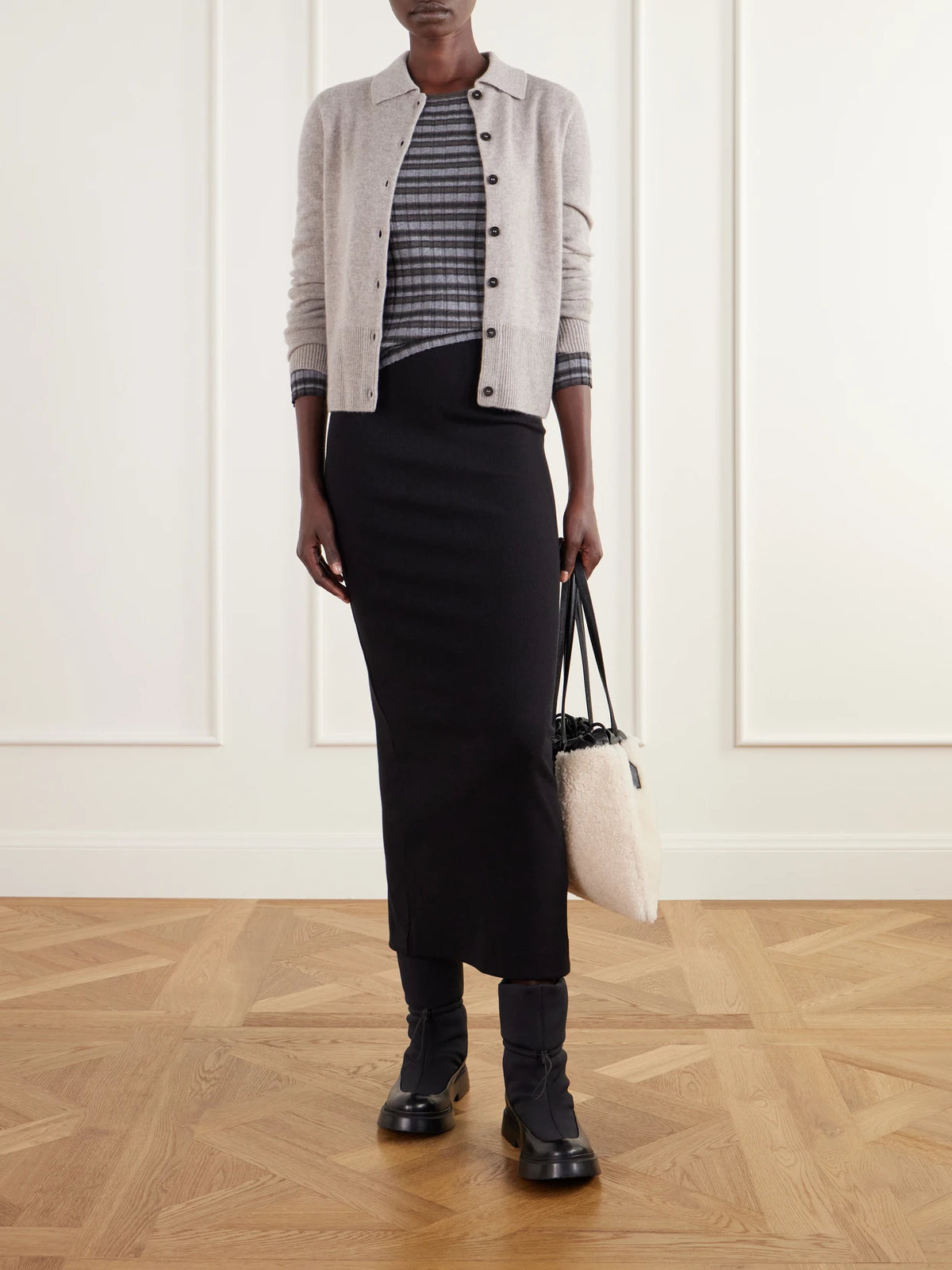 Image of Boots. Product name - Bank Leather-trimmed Shell Ankle Boots in Black colour by brand - Proenza Schouler