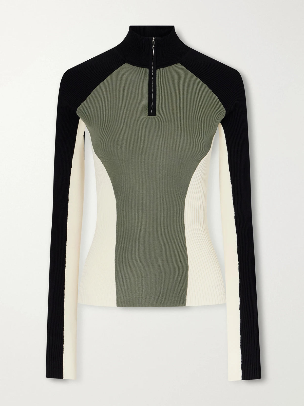 Zimmermann Clash Ribbed Jersey Half-zip Sweater