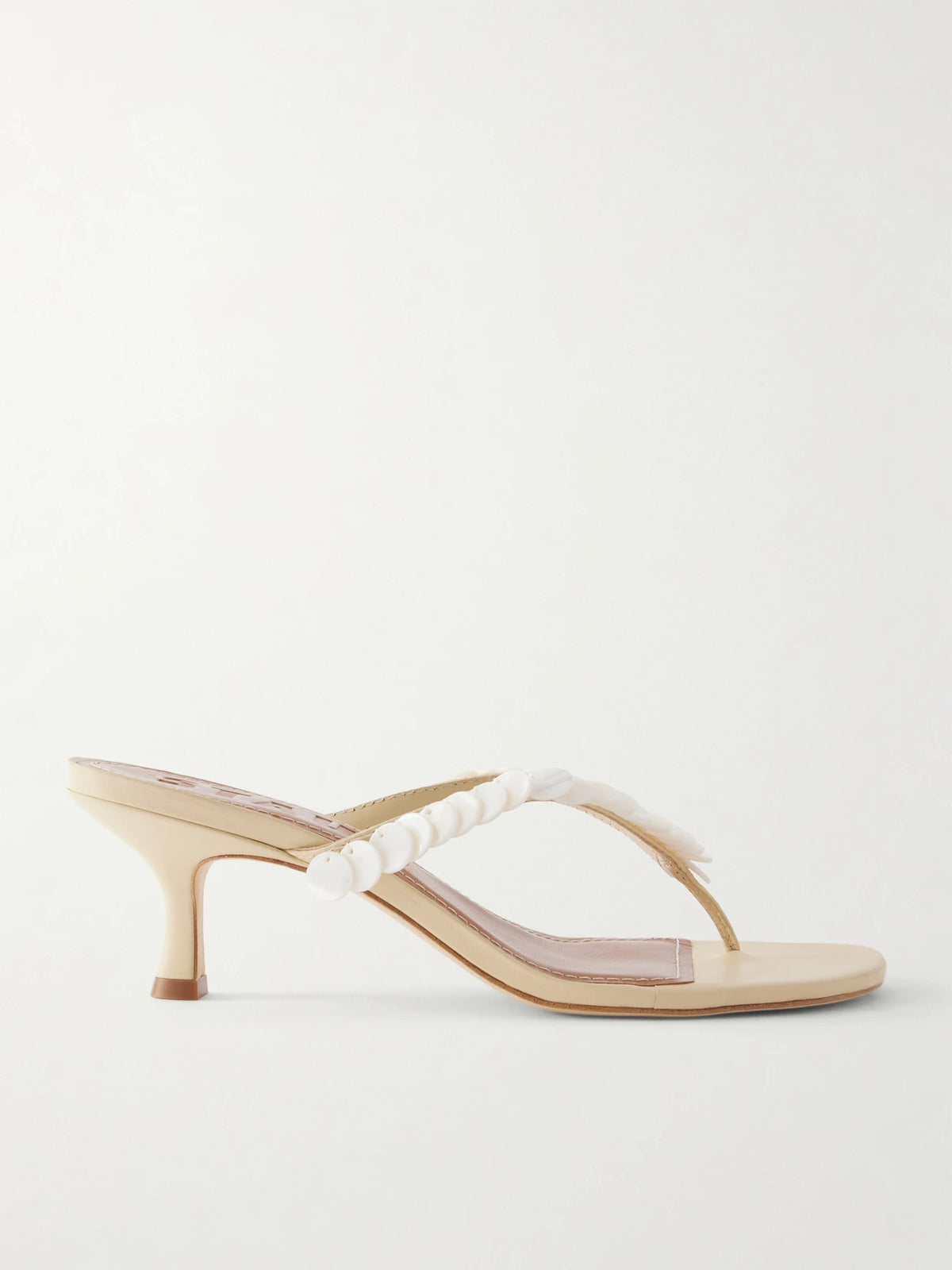 STAUD Freja 60 Paillette-embellished Leather Thong Sandals