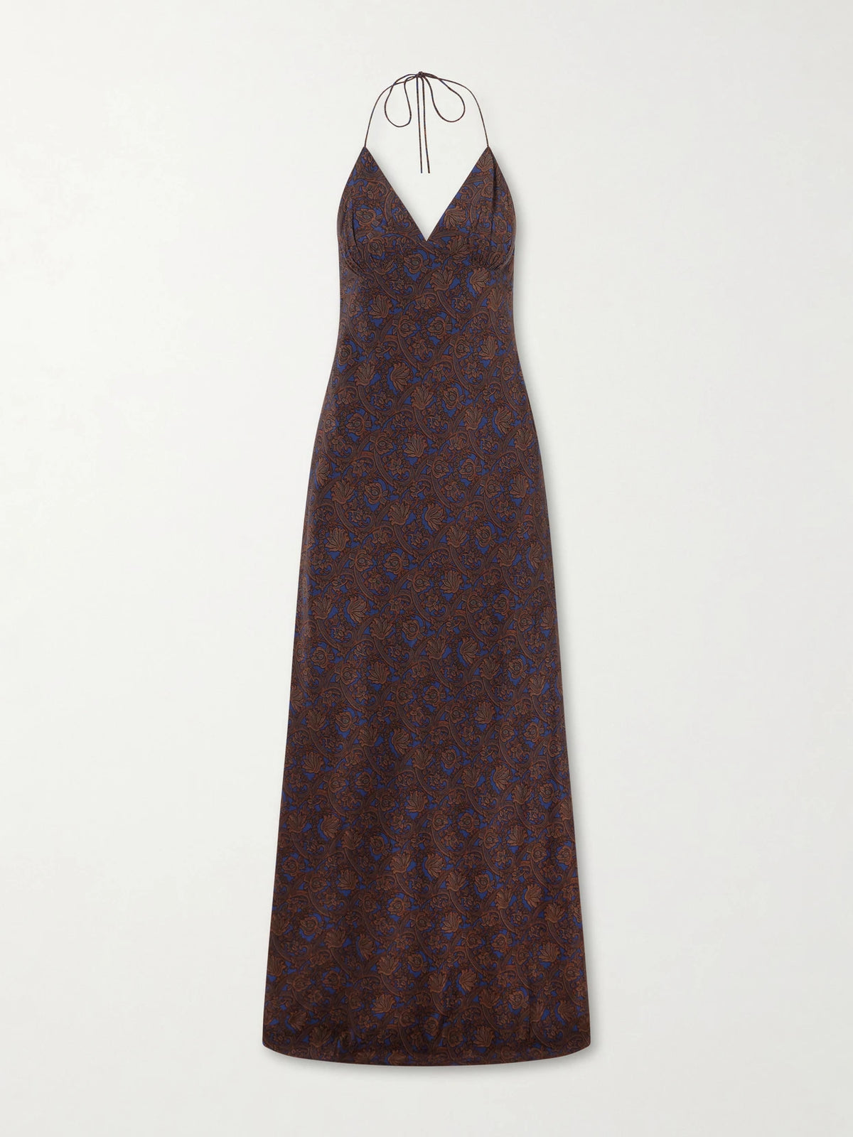 Matteau Open-back Printed Silk-crepe De Chine Halterneck Maxi Dress