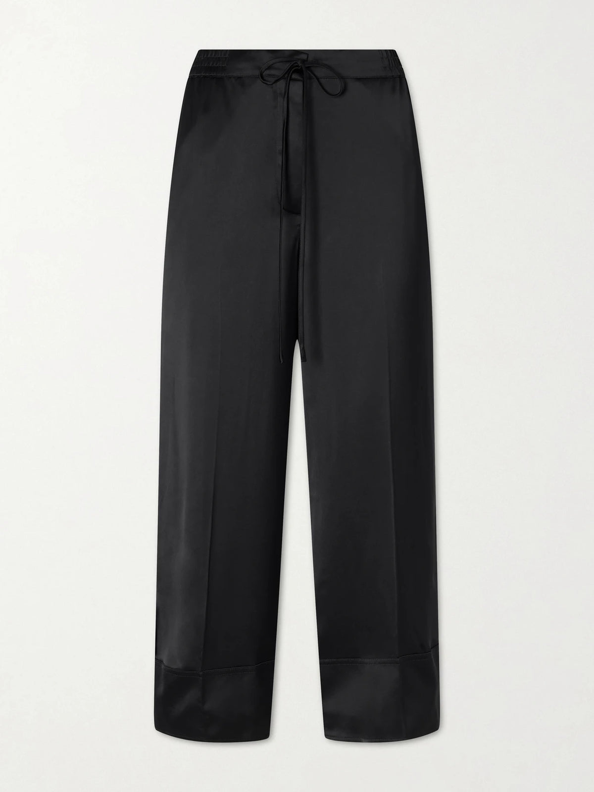 Drawstring Wide-leg Satin Pants