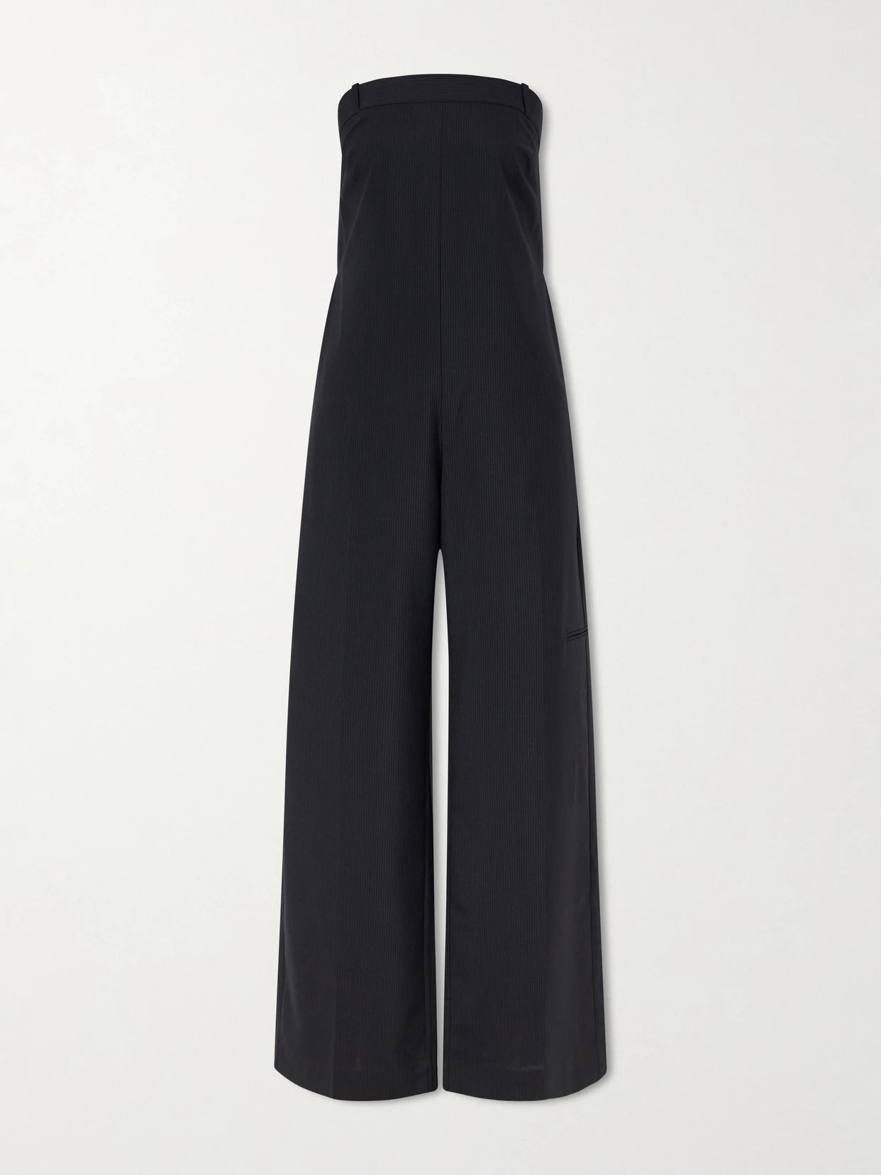 Image of Bodysuits. Product name - Pinstriped Woven Jumpsuit in Black colour by brand - ST. AGNI