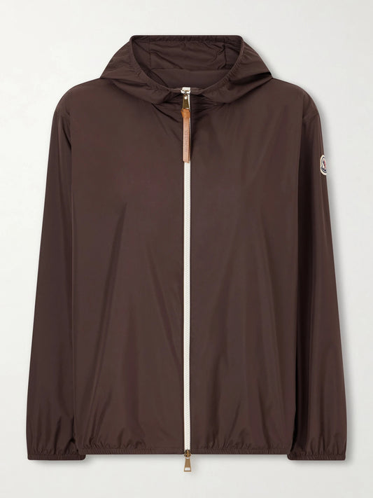 Image of Coats & Jackets. Product name - Fegeos Logo-appliquéd Hooded Shell Jacket in Brown colour by brand - Moncler