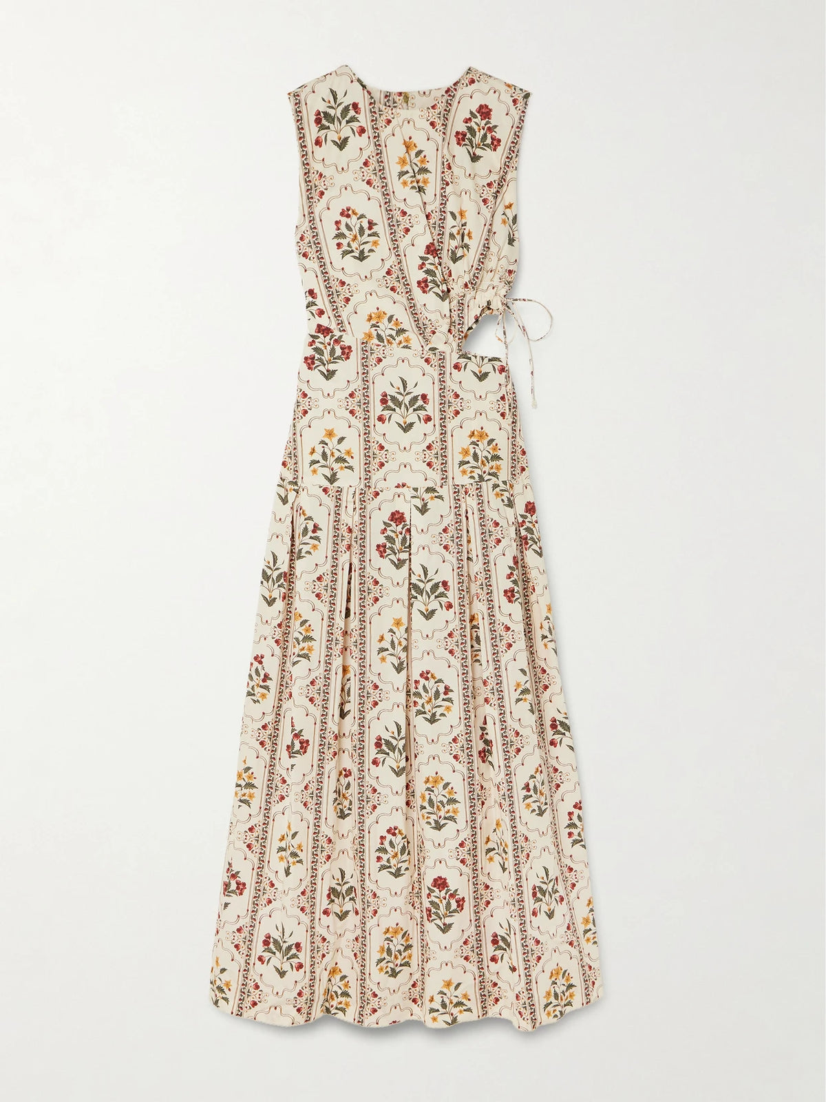 Agua by Agua Bendita Otoño Andes Embellished Cutout Pleated Printed Cotton Midi Dress