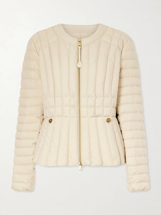 Image of Coats & Jackets. Product name - Menthe Appliquéd Padded Quilted Shell Down Jacket in White colour by brand - Moncler