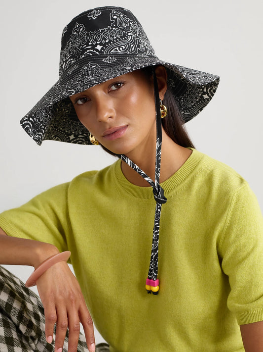 Image of Hats. Product name - Capeline Reversible Cotton Bucket Hat in Black colour by brand - CALL IT BY YOUR NAME
