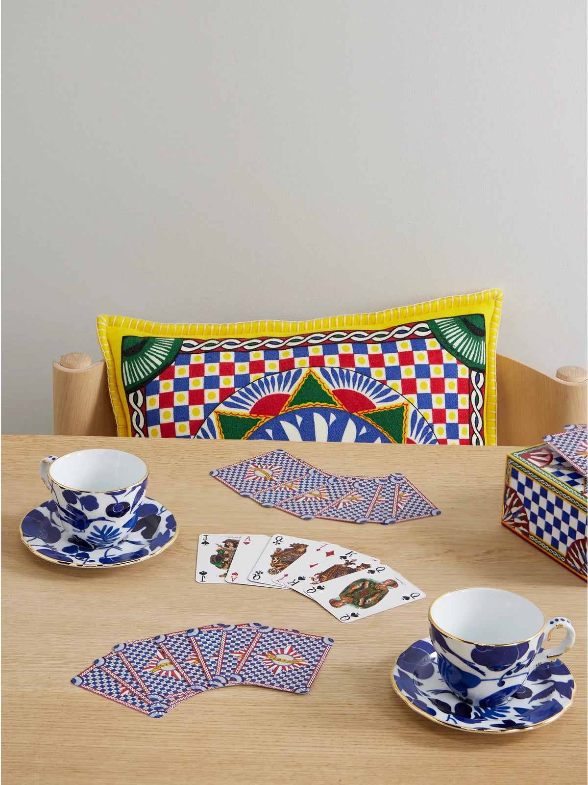 Image of Decor. Product name - Printed Playing Card Set in Blue colour by brand - Dolce & Gabbana