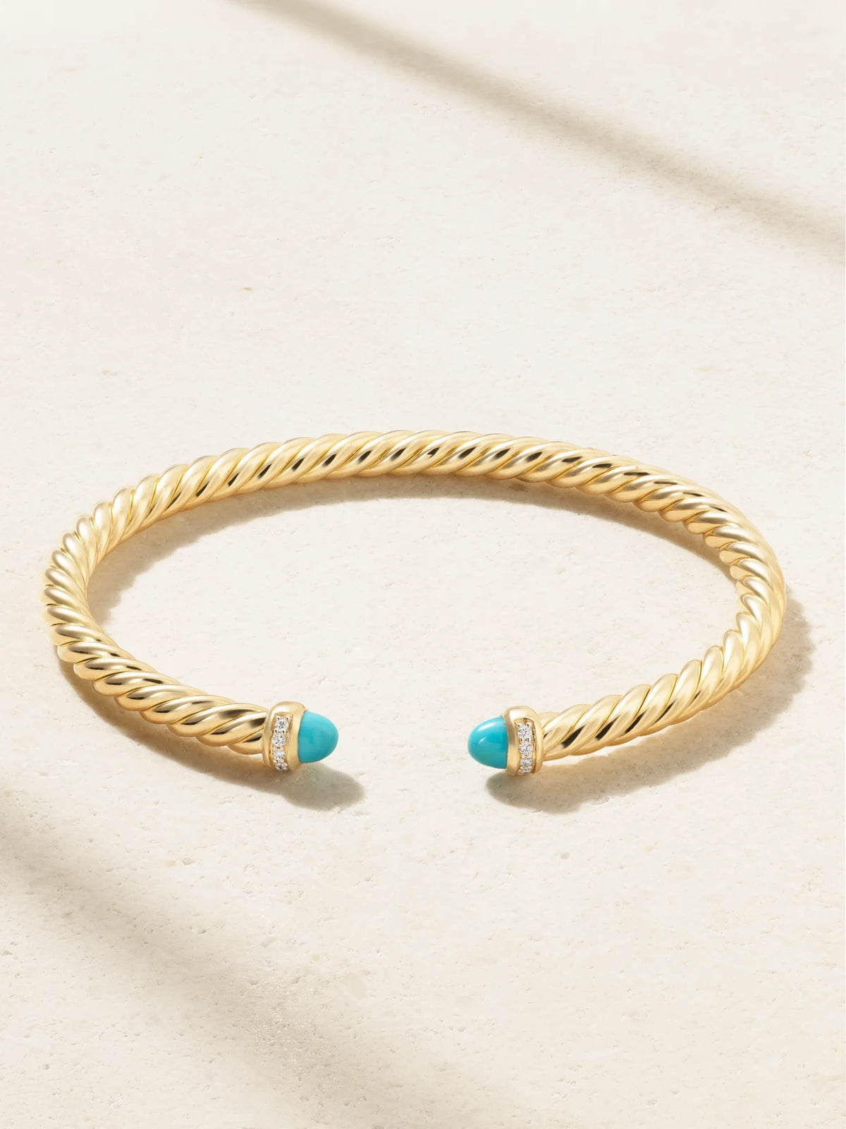 Cablespira Flex 18-karat Gold, Turquoise And Diamond Cuff