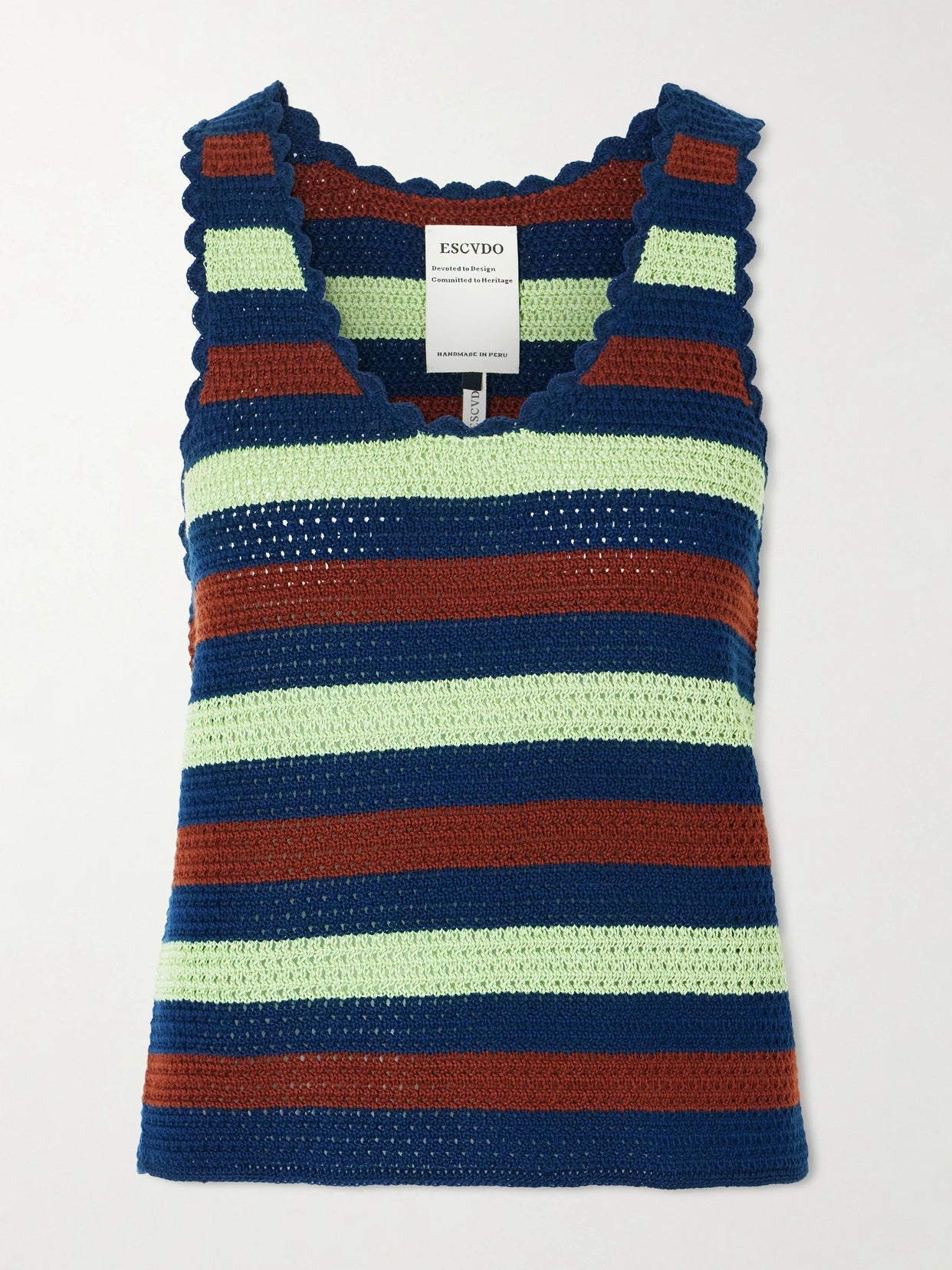 Santos Striped Crocheted Cotton Tank