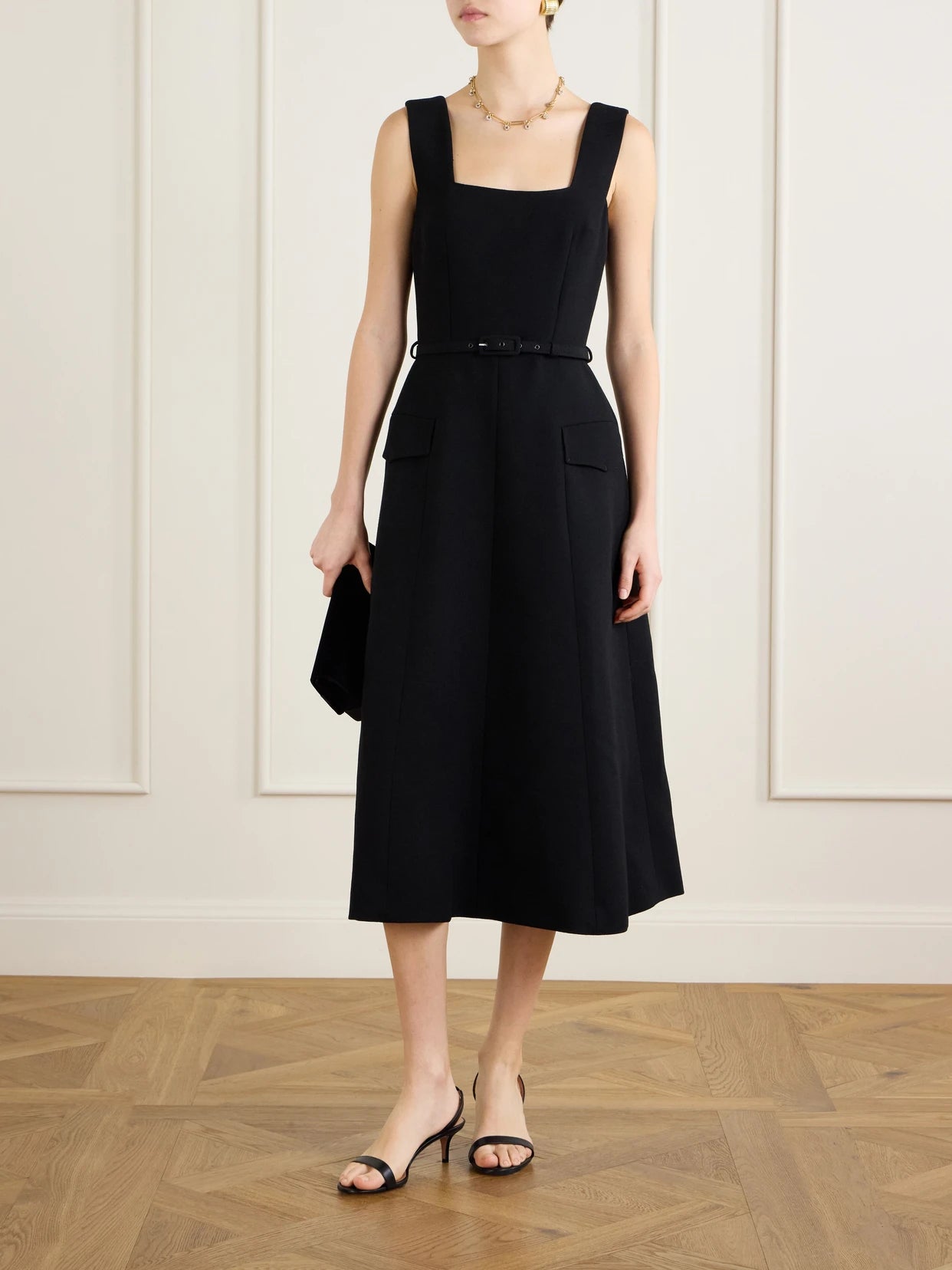 Image of Dresses. Product name - Petra Wool Crepe Dress in Black colour by brand - Emilia Wickstead