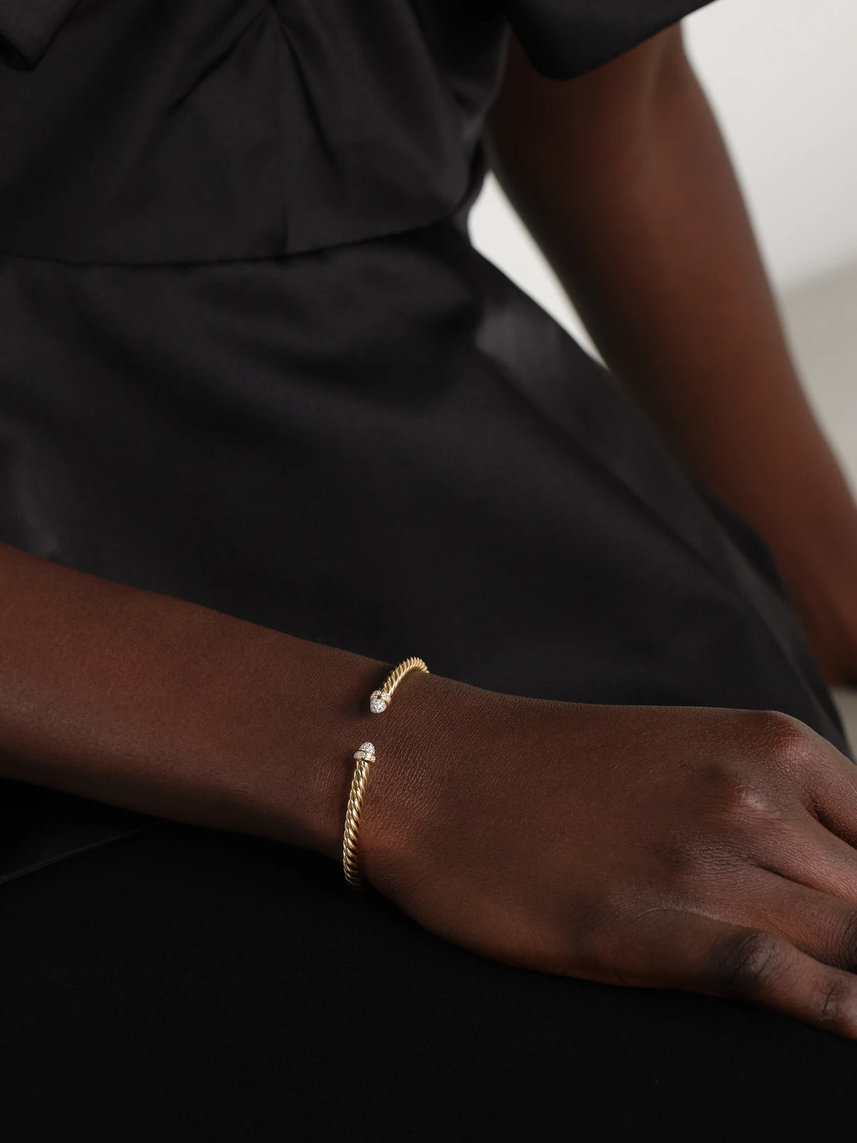Image of Bracelets. Product name - Cablespira Flex 18-karat Gold And Diamond Cuff in Multi colour by brand - David Yurman