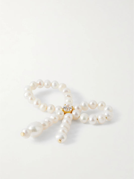 Recycled Gold Vermeil, Pearl And Cubic Zirconia Ring