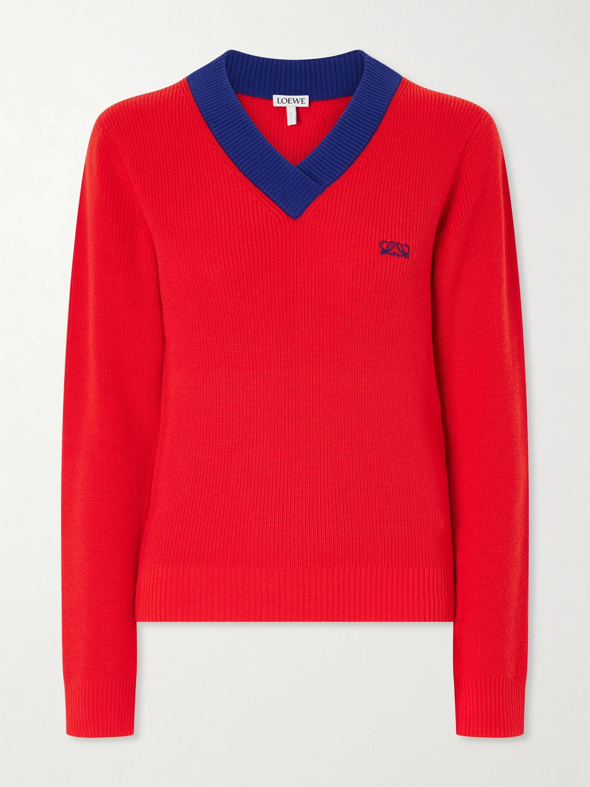 LOEWE Anagram-embroidered Ribbed-knit Cotton And Wool-blend Sweater