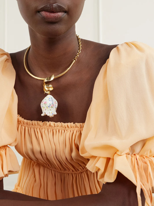 Image of Necklaces. Product name - Embellished Gold-tone Necklace in Multi colour by brand - Chloé