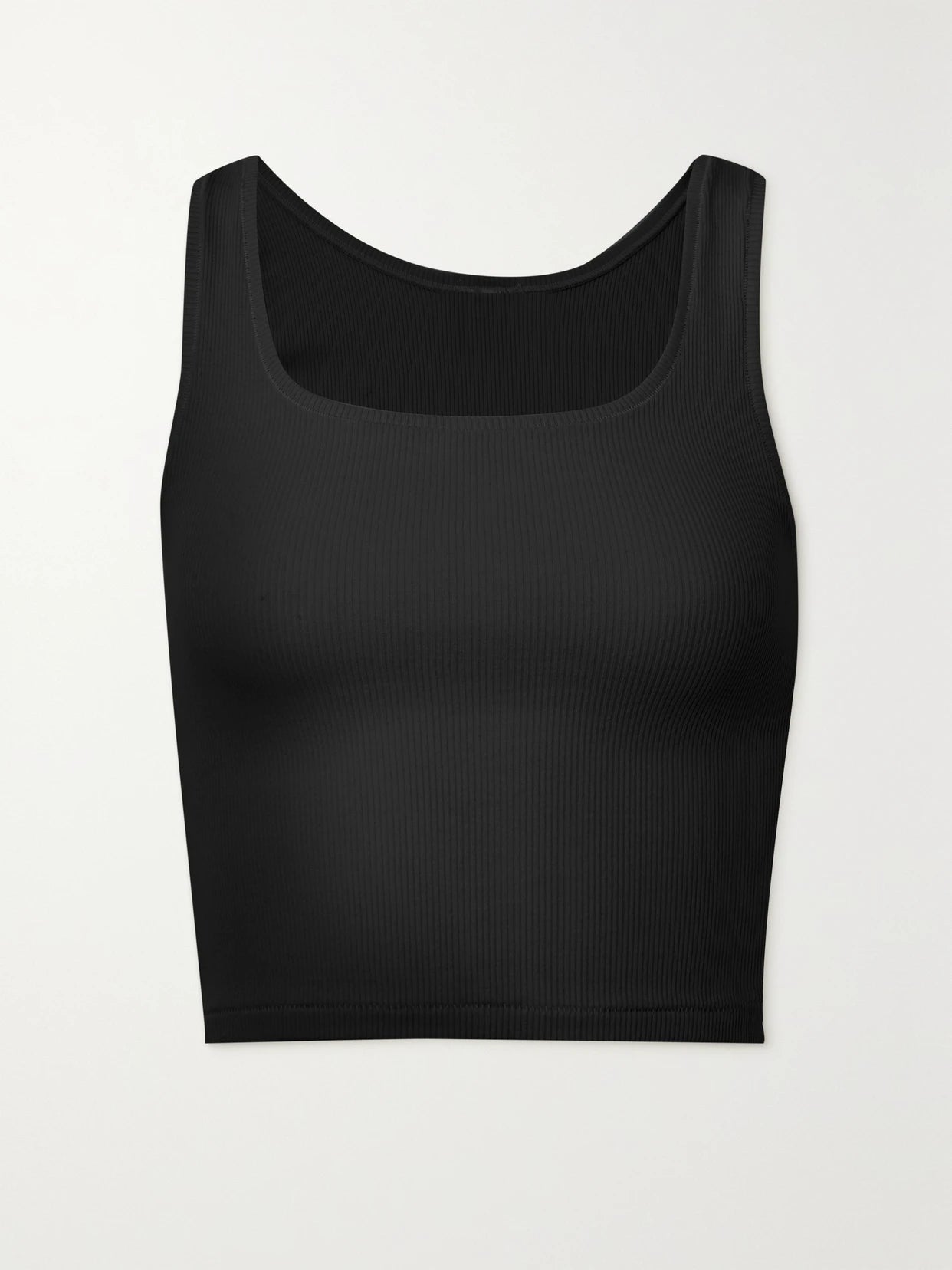 Ribbed Cotton-blend Jersey Tank - Soot